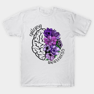 Epilepsy Awareness Purple Brain Flower T-Shirt